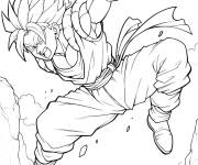 Coloriage Le mouvement rapide de Gogeta