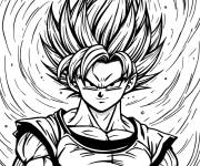 Coloriage Mod&egrave;le de Gogeta en noir et blanc