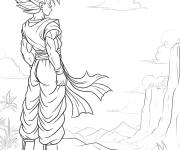 Coloriage Portrait de Gogeta sur la falaise