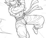 Coloriage Sc&egrave;ne de la premi&egrave;re victoire de Gogeta