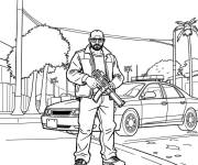 Coloriage Action dans le jeu populaire GTA