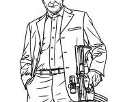 Coloriage Michael de GTA dans une pose d&eacute;contract&eacute;e