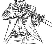 Coloriage Michael de GTA en position de tir