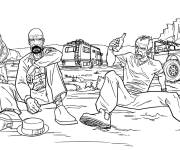 Coloriage Trevor de GTA 5 dans le d&eacute;sert