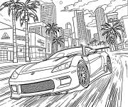 Coloriage Voiture en pleine vitesse dans GTA