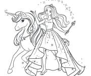 Coloriage Barbie et la licorne sur Gulli