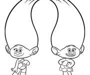 Coloriage Les jumelles Satin et Chenille des Trolls