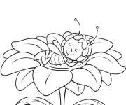 Coloriage Maya l'abeille sur la fleur