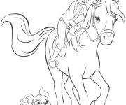 Coloriage Mia sur son cheval de dessin Gulli friends