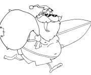 Coloriage P&egrave;re Noel &agrave; surfer Gulli