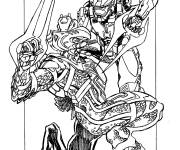 Coloriage Combat entre soldat Halo et Alien