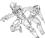 Coloriage Deux personnages d'alliance de Halo en action