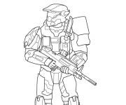 Coloriage Halo en noir et blanc
