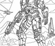 Coloriage Halo Master Chief dans le champ de bataille