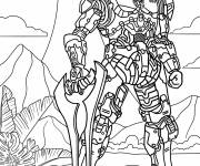Coloriage Halo Master Chief John 117 tenant une &eacute;p&eacute;e &eacute;nerg&eacute;tique