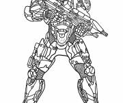 Coloriage Halo Spartan en position de combat