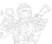 Coloriage H&eacute;ros arm&eacute;e et exp&eacute;riment&eacute; de Halo
