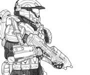 Coloriage H&eacute;ros de Halo en noir et blanc