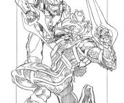 Coloriage La bataille dans Halo entre Master Chief et le monstre