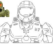 Coloriage Master Chief avec un mod&egrave;le en couleurs