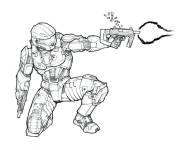 Coloriage Master Chief en plein action