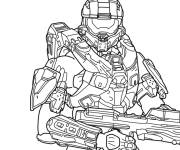 Coloriage Master Chief pr&eacute;s de l'arche dans Halo