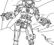 Coloriage Personnage Halo avec deux pistolets