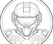 Coloriage Soldat de Halo en portrait de son casque