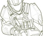 Coloriage Soldat pr&ecirc;t pour attaquer l'alliance dans Halo