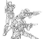Coloriage Trois guerriers de Squad Halo