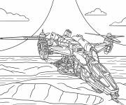Coloriage Un avion Falcon UH 144 de Halo survole la mer