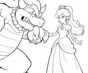 Coloriage Harmonie se tient devant Bowser