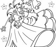 Coloriage La princesse Peach enla&ccedil;ant la princesse Harmonie