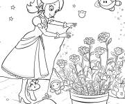 Coloriage Princesse Harmonie s'occupe des fleurs