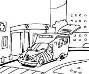 Coloriage Ambulance portant un Patient