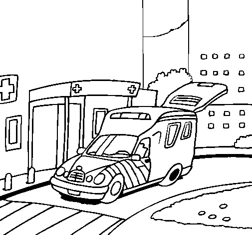 Coloriage et dessins gratuits Ambulance portant un Patient à imprimer