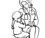 Coloriage Docteur qui soigne la petite Fille