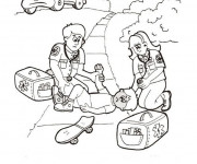 Coloriage Docteurs et Accident&eacute;