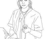 Coloriage Femme Docteur en blanc