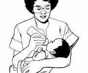 Coloriage infirmi&egrave;re et b&eacute;b&eacute;