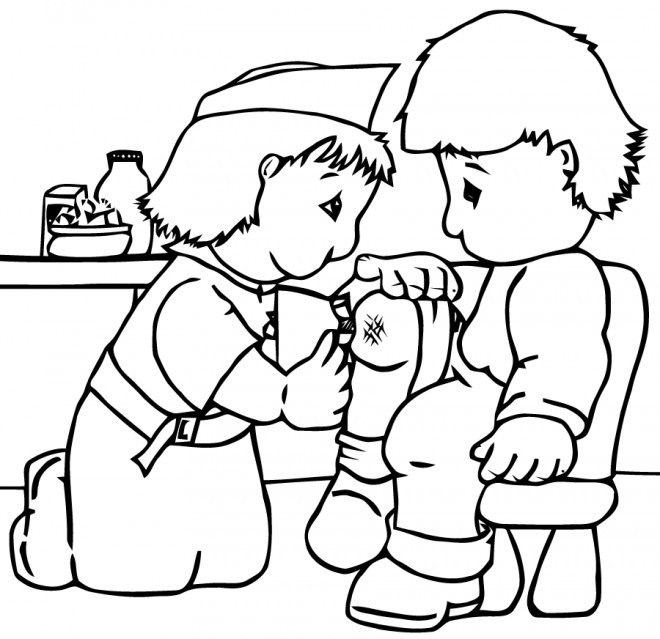 Coloriage Infirmiere Et Le Petit Enfant Dessin Gratuit A Imprimer