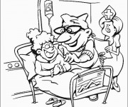 Coloriage La Malade souriante dans sa chambre