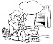 Coloriage Le Gar&ccedil;on avec La jambe cass&eacute;e