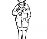 Coloriage Portrait de Docteur Femme