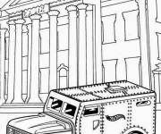 Coloriage Camion blind&eacute; Hot Wheels devant le capitole