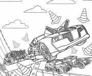 Coloriage Des voitures sur une piste de course sauvage de Hot Wheel