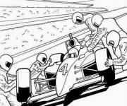 Coloriage Equipe de r&eacute;paration de la course Hot Wheels