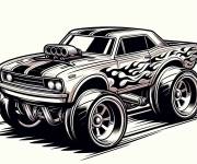 Coloriage Hot Wheel mustang en noir et blanc
