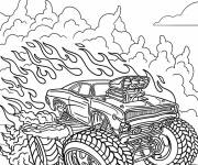 Coloriage Hot Wheels Camion monstre flamboyant