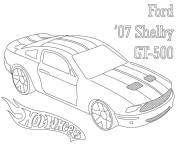 Coloriage et dessins gratuit Hot Wheels Ford Shelby GT 500 2007 à imprimer